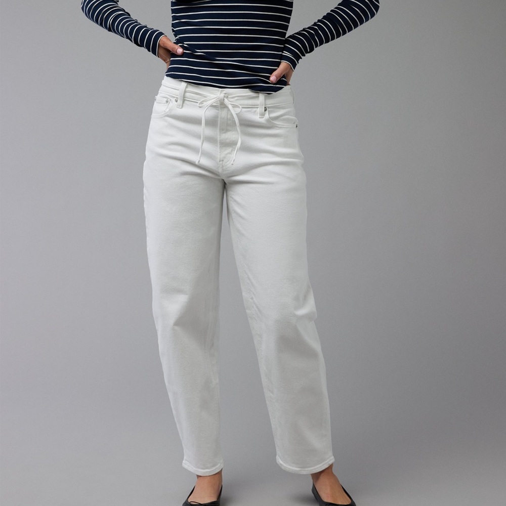 Barrel Leg White AE Jeans